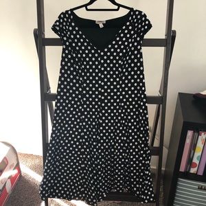{DressBarn} Black & White Polkadot Dress